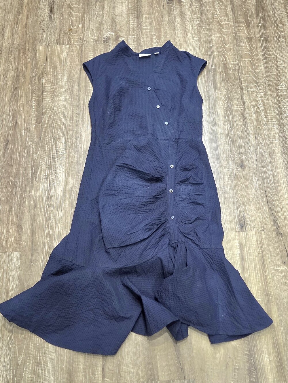 Eva Mendes New York Women’s Sleeveless Button Down Blue Navy Dress Size M.